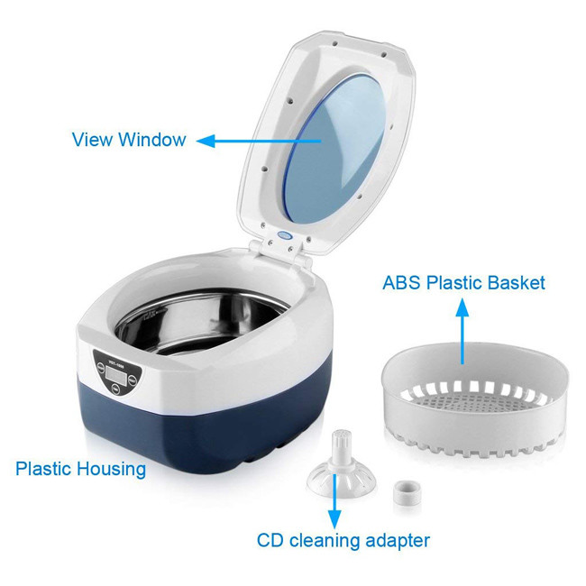 SONIC Wave Electronic Jewelry Cleaner , Ultrasonic Cleaning Machine 750Ml 35W