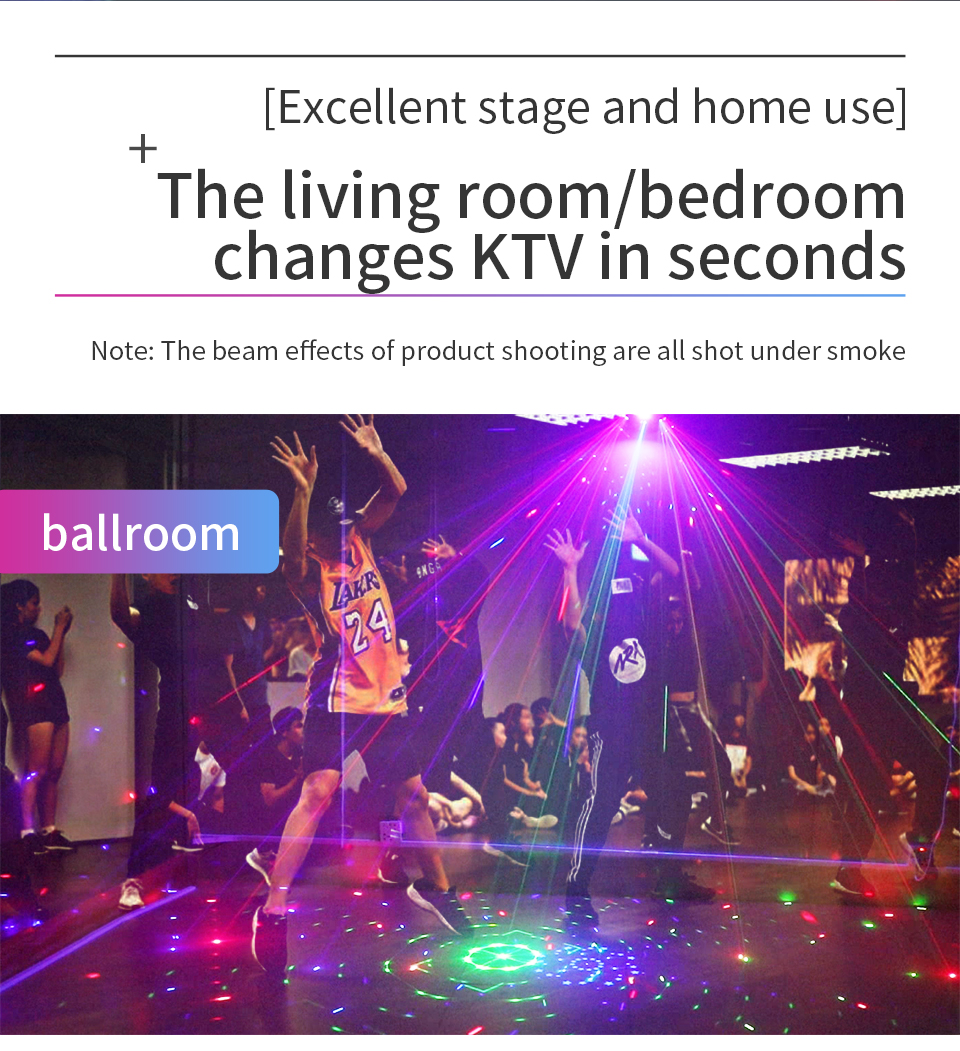 15 Eyes RGB Party Lights Stage Light by DMX512 Control Sound Activated LED Pattern Strobe Lights for Parties Club Bar Di