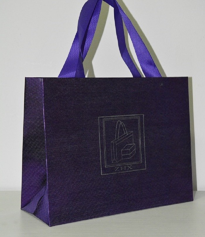 Custom Print Shopping Gift Paper Bags Laminated With Cloth Satin Silk Linen And With Your Own Logo And Handle