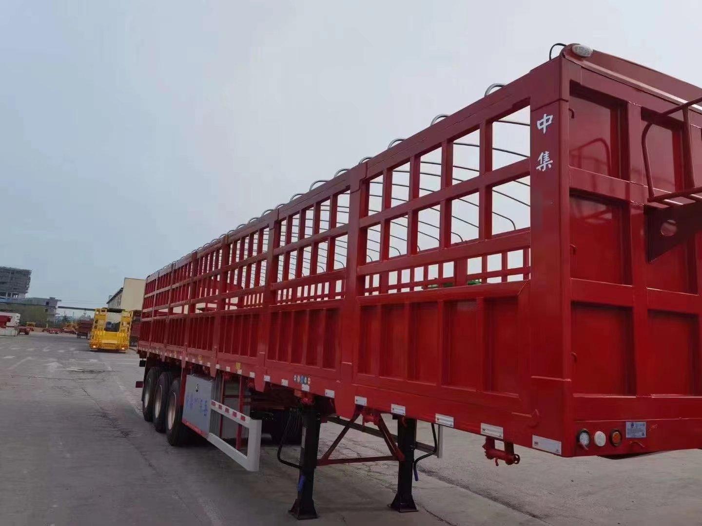 CIMC 3 axles 40 -100 ton factory sale cheaper bulk Cargo transport utility stake animal fence sidewall truck fence semi trailer