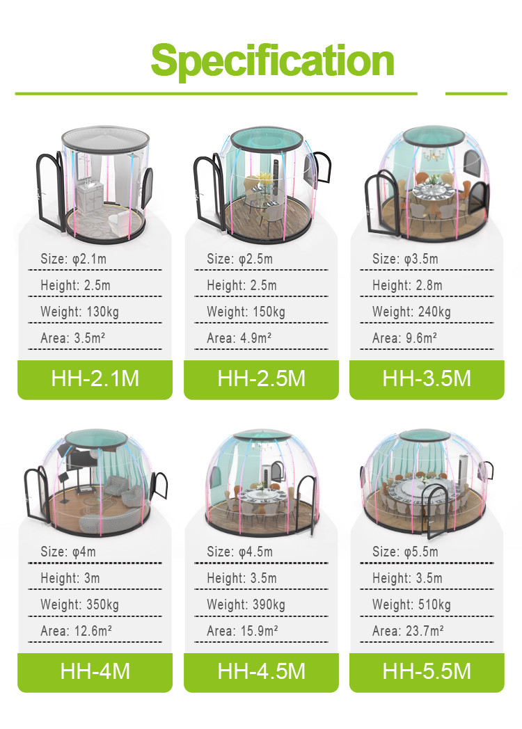 High Toughness Glamping Bubble Tent Fire Retardant Bubble Dome House