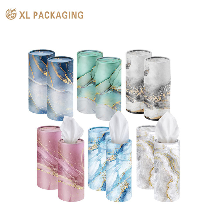 High Quality Soft 2 Ply 50 Sheets Cylinder Round Virgin Paper Box Car Facial Tissue