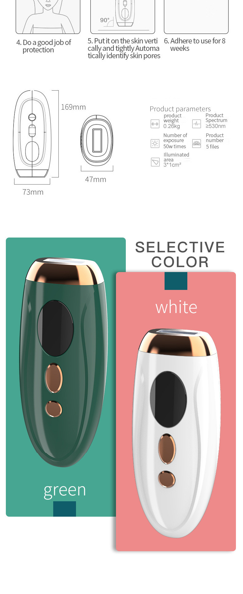 12V 2A Mini Portable Handheld Laser Hair Remover IPL Home Use