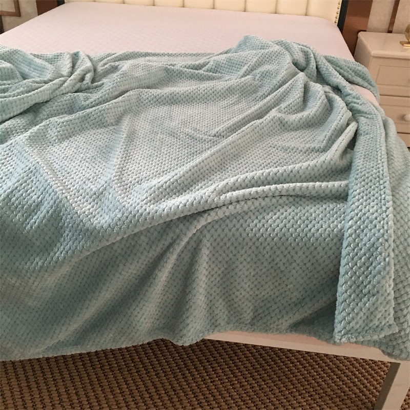All-Season Custom Solid Square Flannel Blanket 300GSM Coral Fleece Sofa Throw Blanket