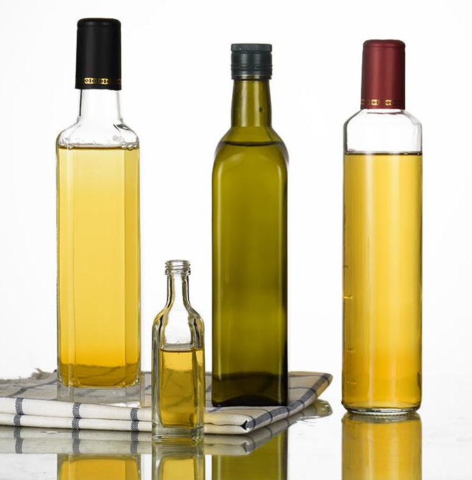 Hot Stamping Square Clear Glass Olive Oil Bottle for Kitchen Storage