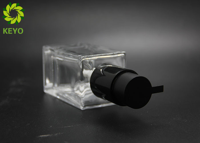 100ml Square Glass Cosmetic Containers With Self Lock Pump