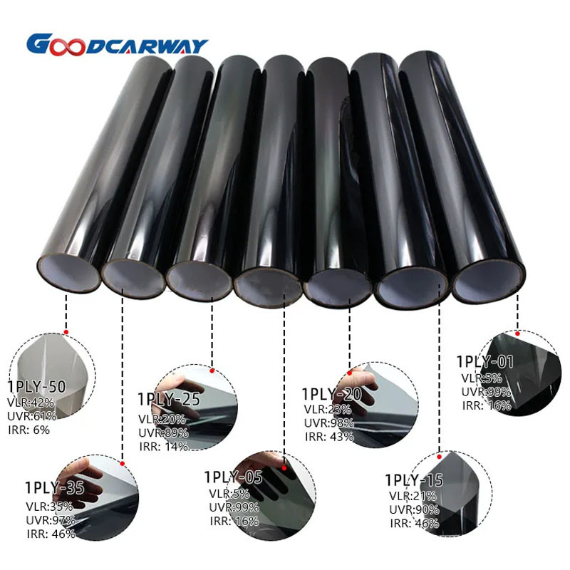 1 Ply 1% Dark Color Carbon Film Anti Scratch 3 Years Warranty Car Window Film