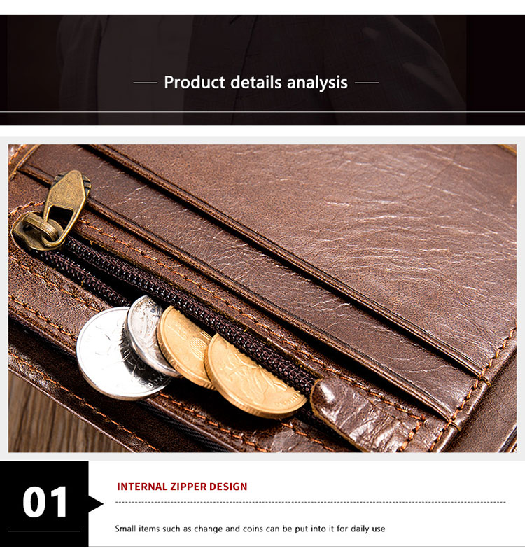 Men's Genuine Leather RFID Blocking Wallet Minimalist Crazy Horse Slim Credit Card Holder
