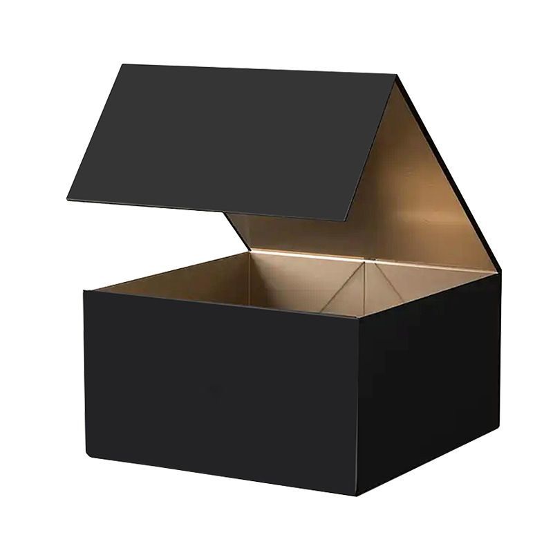 Foldable Rigid Cardboard Cosmetics Makeup Jewelry Clothes Magnetic Folding Closure Shopping Black Paper Gift Packaging Packing Box for Watch Wedding Party