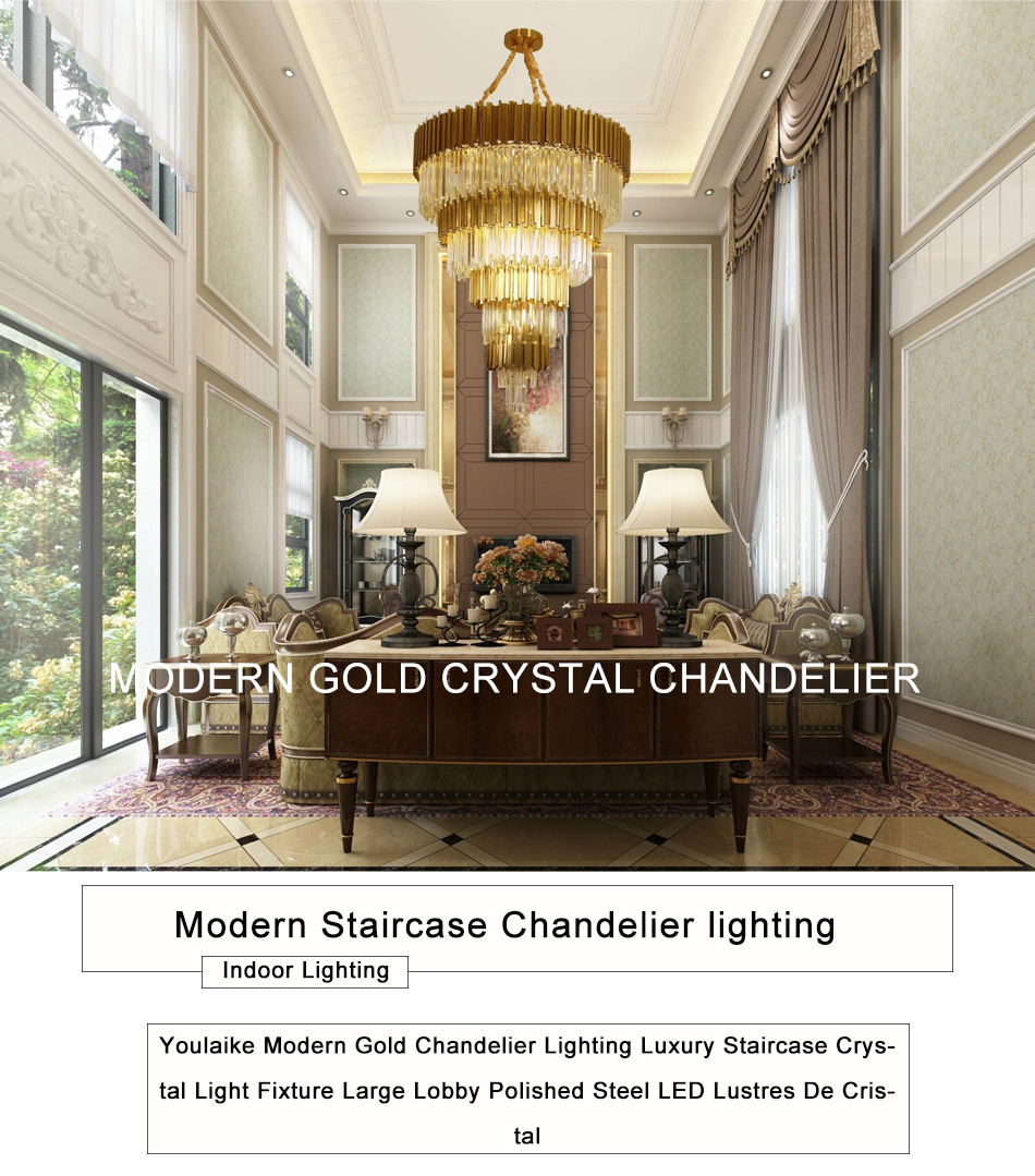 Modern mid century style K9 gold chandelier long chandeliers(WH-NC-58)