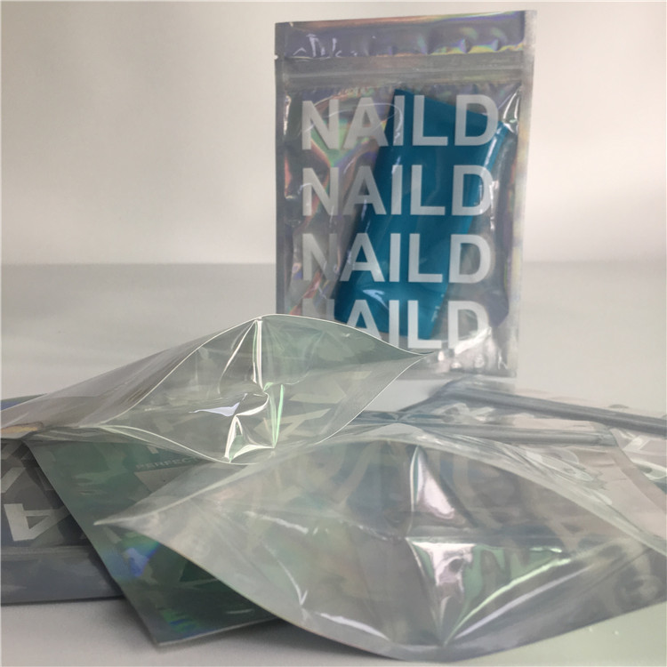 Self Adhesive Foil Pouch Packaging Metallic Label Sticker Holographic Iridescent Bag For Edible Glitter / Shimmer