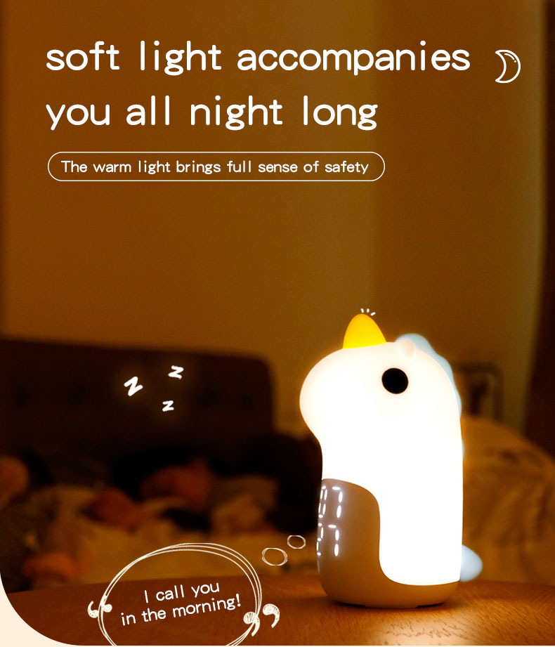 Mini Smart Unicorn Silicone Night Light Alarm Clock Support Dimmer Customized Designs