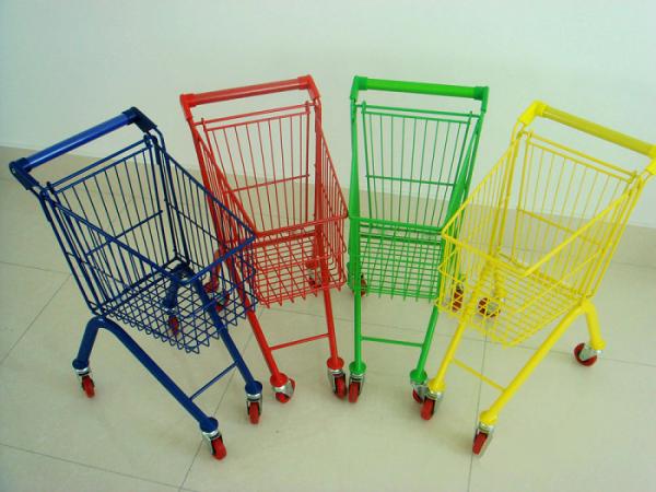 Unfolding Supermarket Shopping Trolley , Metal Grocery Cart ISO9001 Certificatio