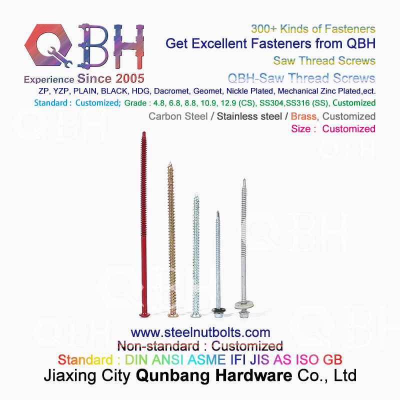 QBH ZP Plain HDG Black Carbon Stainless Steel Self Tapping Self Drilling Saw Thread Screws