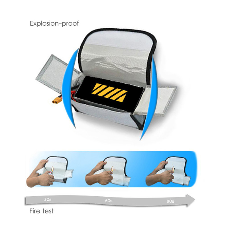 Sliver Color Fireproof Battery Bag , Anti Explosion Fire Resistant Pouch