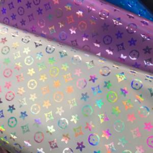 China Handbag Laser Engrave PU Leather Colorful Pentagon Flower Artificial Leather PU on sale