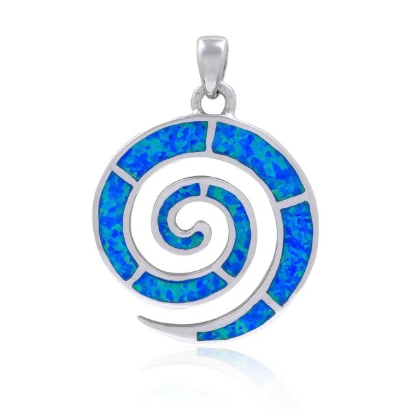 925 Sterling Silver Hawaiian Natural Retro Blue Opal Greek Key Meandros Luxury