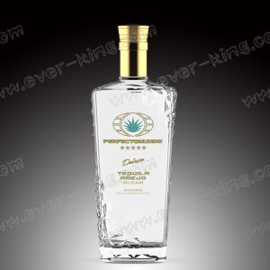 Transparent Embossing Luxury Spirits Tequila Rectangular Bottle