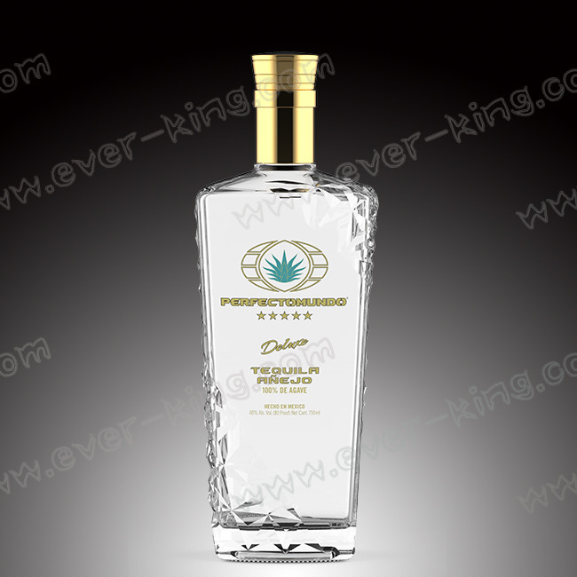 Transparent Embossing Premium Bespoke Tequila Rectangular Bottle