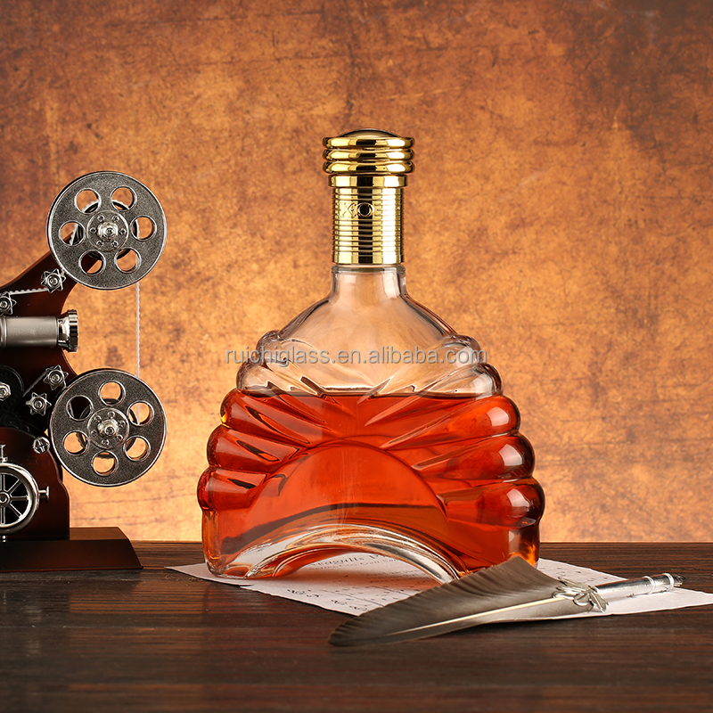 Customized Transparent Liquor Bottles for Brandy Industrial Beverage Custom Make