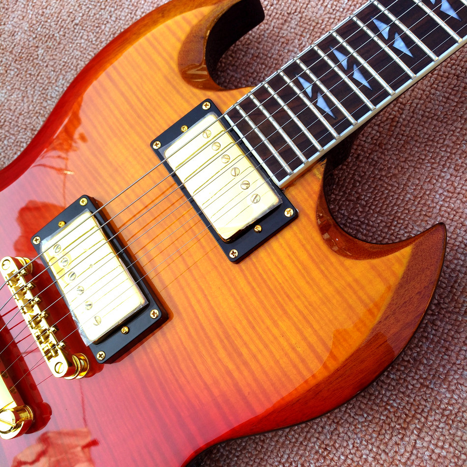 New style custom SG electric guitar, Gradual change & Flame Maple Top SG electric guitar , free shipping