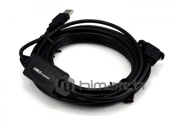 Black USB 2.0 Extension Cable , High Speed USB Extension Cable 5m With Booster