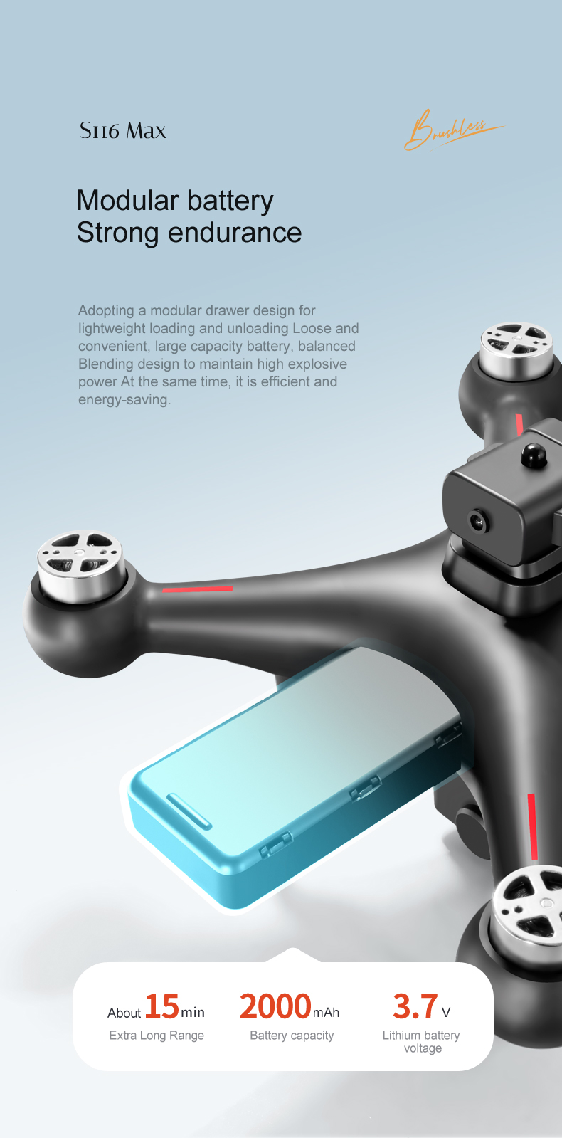 15 Mins Flight Time Professional Fpv RC Quadcopter with HD Dual Camera 2.4G Wifi Obstacle Avoidance and APP Remote Control
