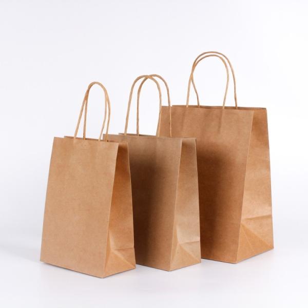 Recyclable Gravure Carrying Shopping Bags Varnishing Takeaway Food Kraft Paper