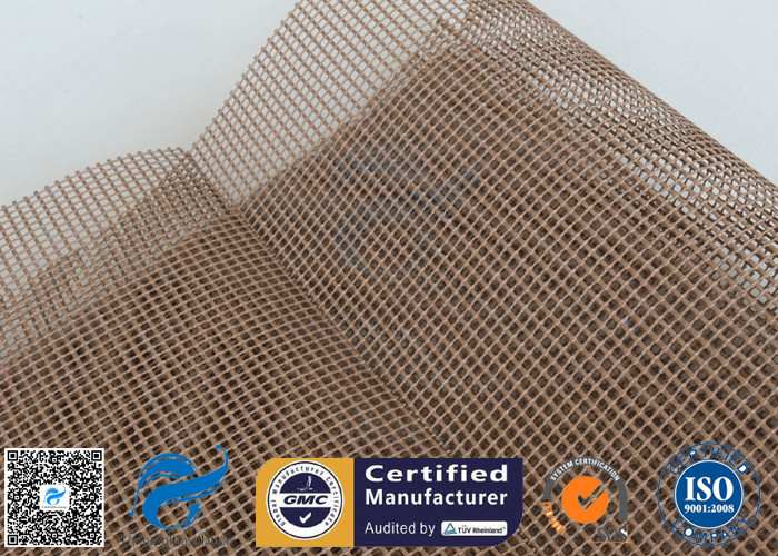 PTFE Coated Fiberglass Mesh Fabric 600g 4x4mm Brown Conveyor Belt