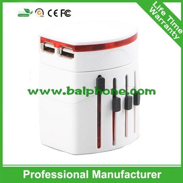 2016 new dual usb universal travel adapter with USA/Australia/Europe/UK