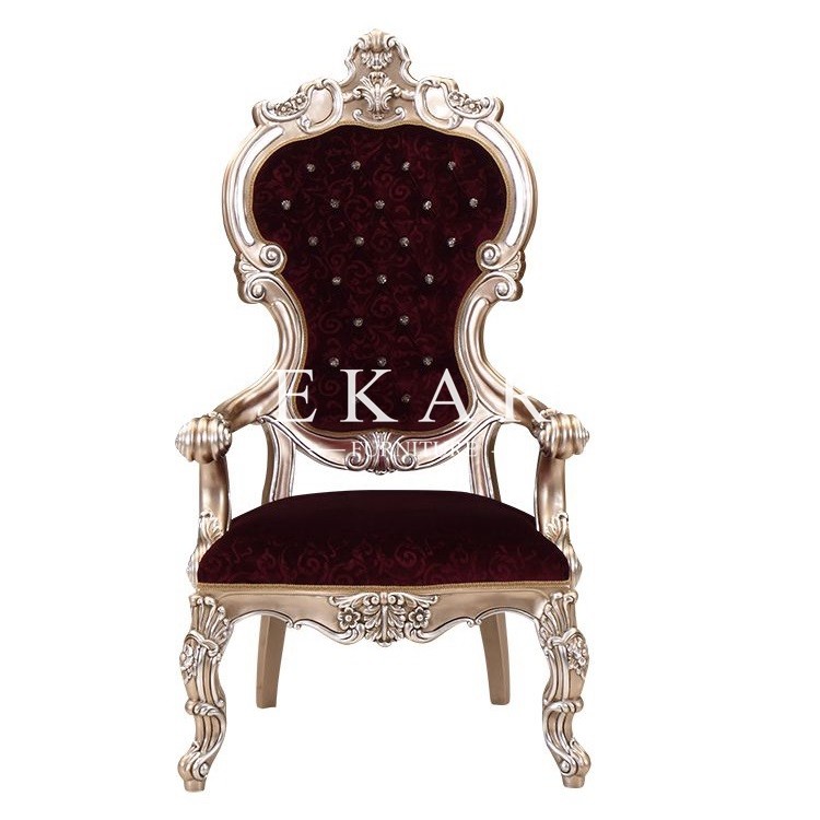 Living Room Chair Red Solid Wood Velvet Arm Fabric Luxury Leisure Chair