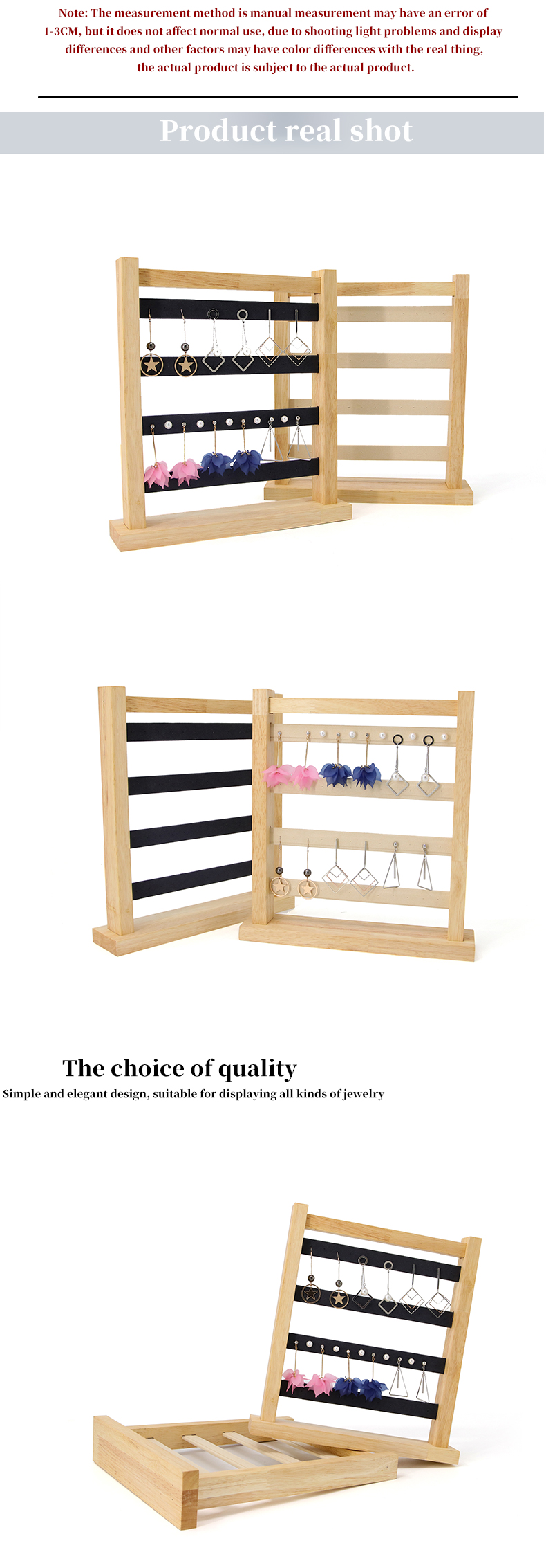 Compact Multipurpose Wooden Ear Rings Drop Display Rack Jewelry Exhibition Stand