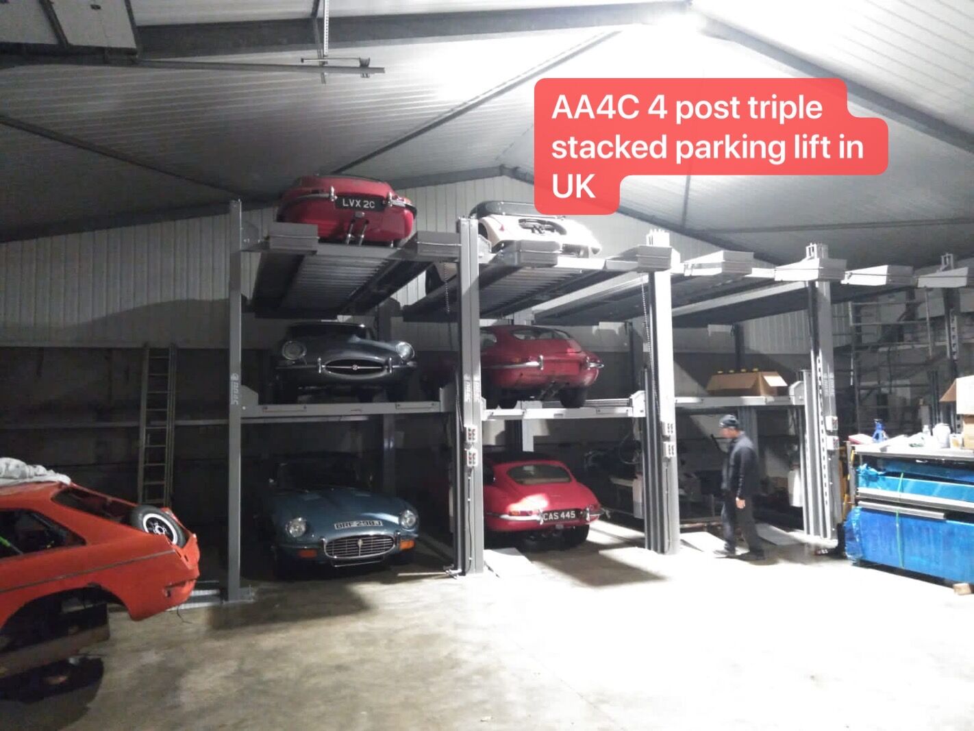 AA4C 4 Post Triple Car Parking Lift Four Column Parking Lift Multi-Level Car Lift