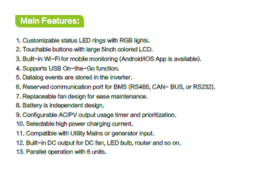 Touchable Buttons Max Series Off-Grid Hybrid Solar Inverter 8KW with MPPT Solar Inverter