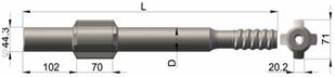 High Performance Furukawa HD709RP Shank Adapter for hydraulic and pleumatic rigs