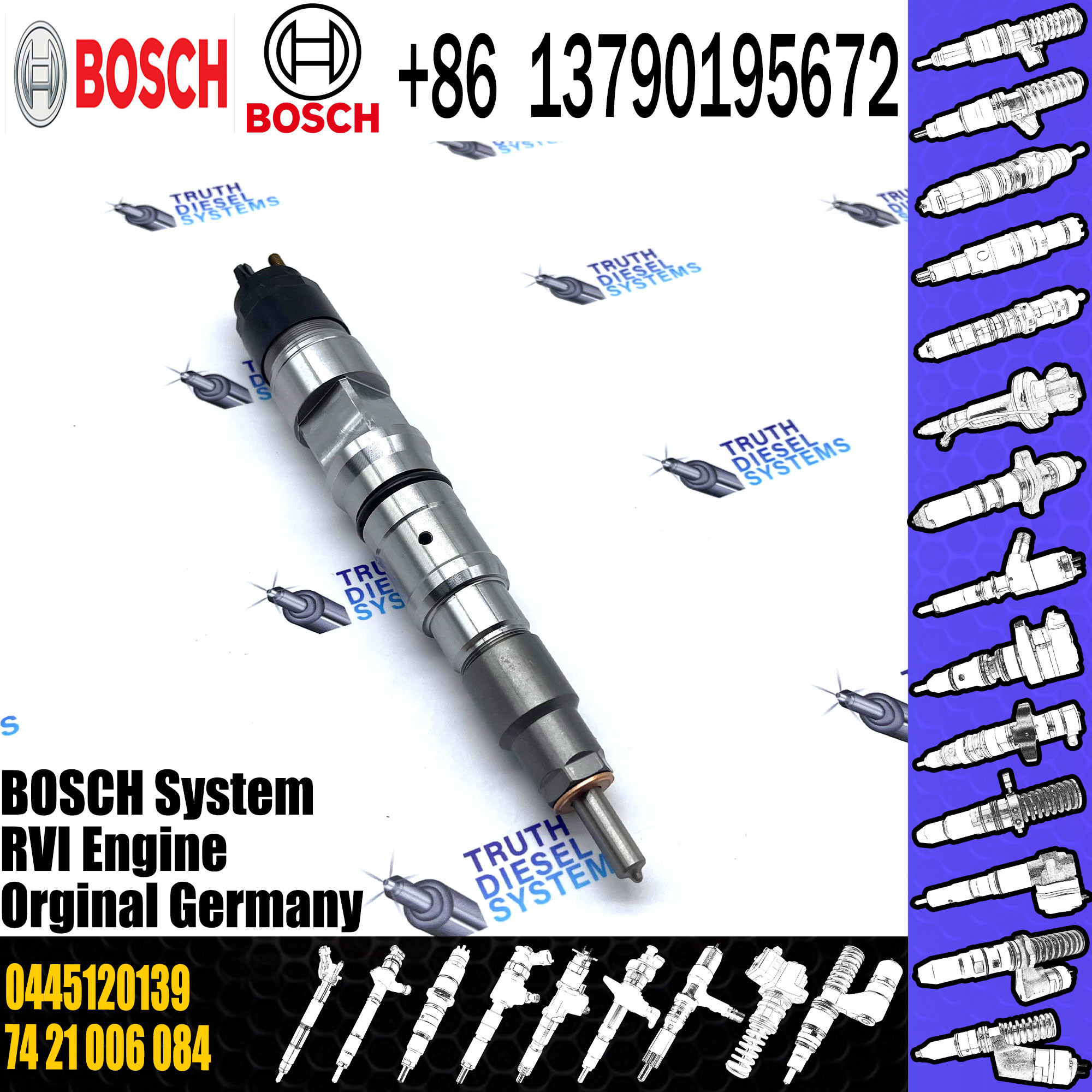 Diesel Fuel Injector Common Rail Injector 0445120138 0445120139 3801246 for Cummins