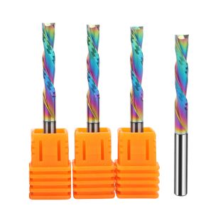 3/8 1/4 1/2 Inch Shank 2F Down Cut Spiral Router Bit for Wood 4mm 6mm Carbide