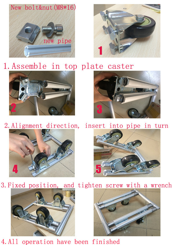 Adjustable Plastic Coated Lean Aluminum Alloy Tube For Connecting Top Plate Caster