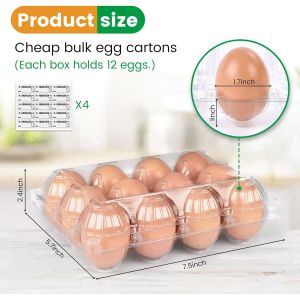 Count Plastic Egg Cartons, With 60PCS Date Labels, Bulk Cheap Clear Reusable Egg