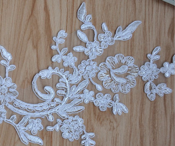 Cord Lace Applique Ivory Color Embroidery Flower for Wedding Dress embroidery rayon thread