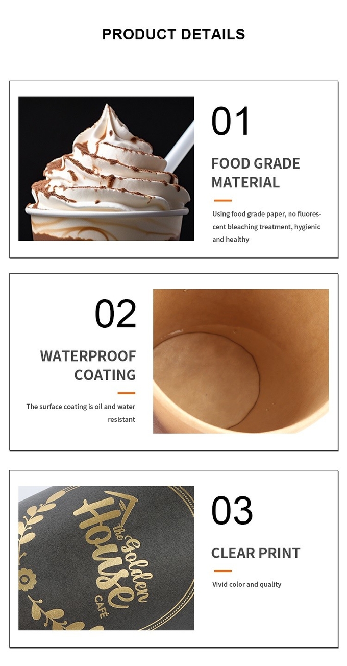 Disposable Food Grade Packaging Biodegradable Ice Cream Wrapping Paper Bowl Paper Cup