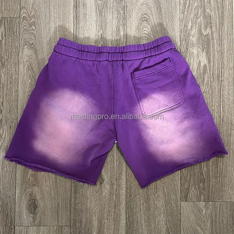 Vintage Sun Faded Acid Wash Custom French Terry Sweat Shorts with Drawstring Closure