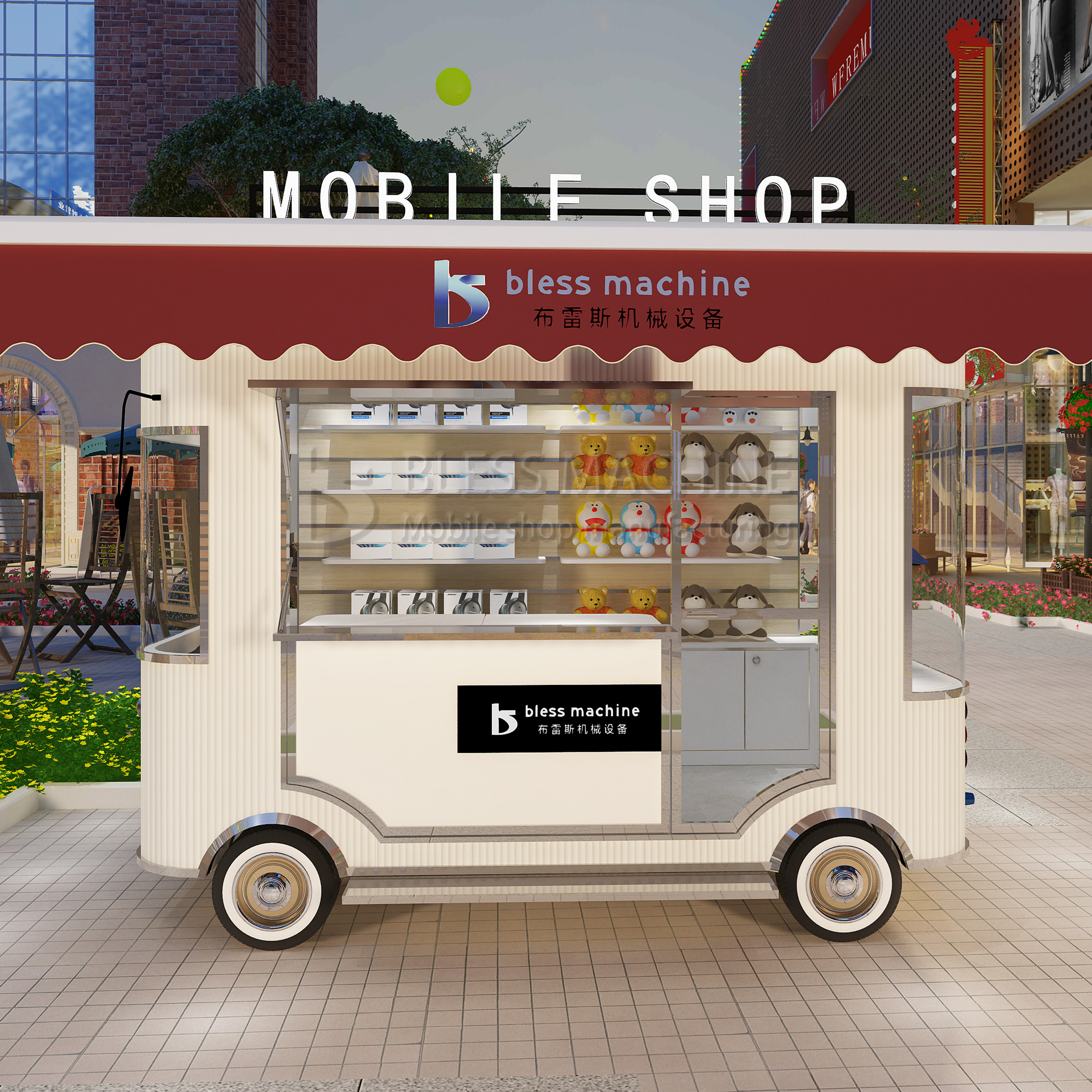 2023 Electric Mobile Commodity Grocery Handiwork Artware Shop Van Truck Trailer Cart for Hotels