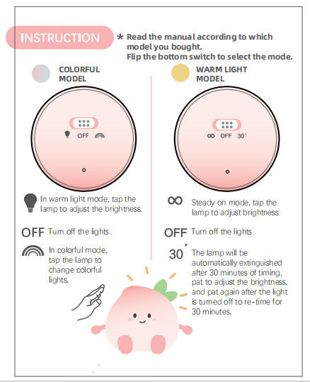 Latest Cute Peach Silicone Night Light Rechargeable Eye Protection Bedside Lamp For Baby Bedroom Colorful Peach Night Lighting