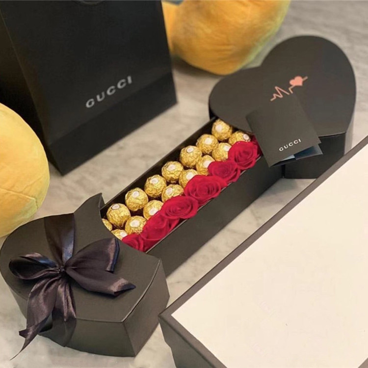 Creative Double Heart Shaped Flower Box Love Drawer Gift Packaging Box for OEM Service