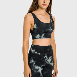 China Women Tie Dye Workout Sets 2 Piece U Type Sports Bra And Yoga Pants Set on sale