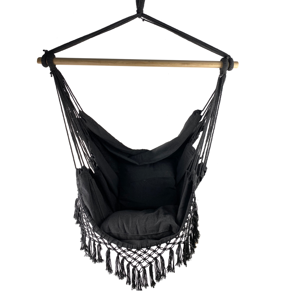 100*130cm 320g Polyester-cotton Hanging Rope Swing Hammock With Two Pillows