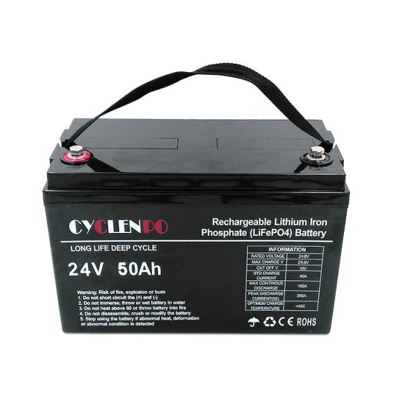 Deep Cycle Lifepo4 Rechargeable Battery 24 Volt 50Ah Fast Charged For Golfcart /