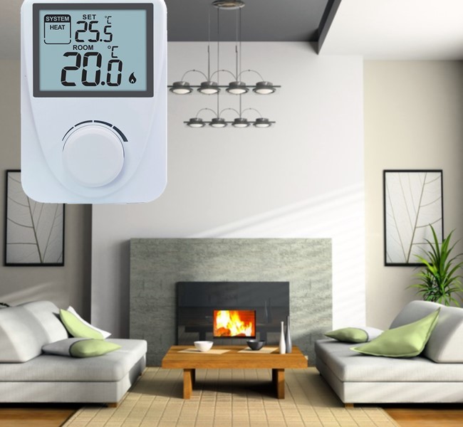 Heating / Cooling Wired Digital Room Thermostat LCD Display Customized Logo