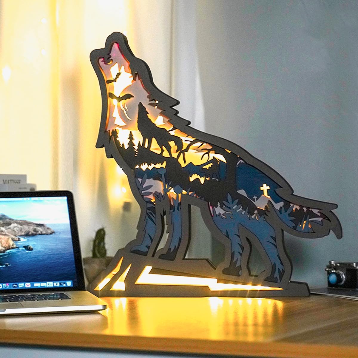 3D Wooden Animals LED Night Light Festival Decoration Desktop Desk Table Living Room Bedroom Farmhouse Office Shelf